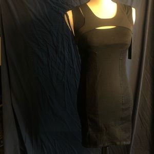 NWT Black Denim and Fabric Bodycon Dress Small
